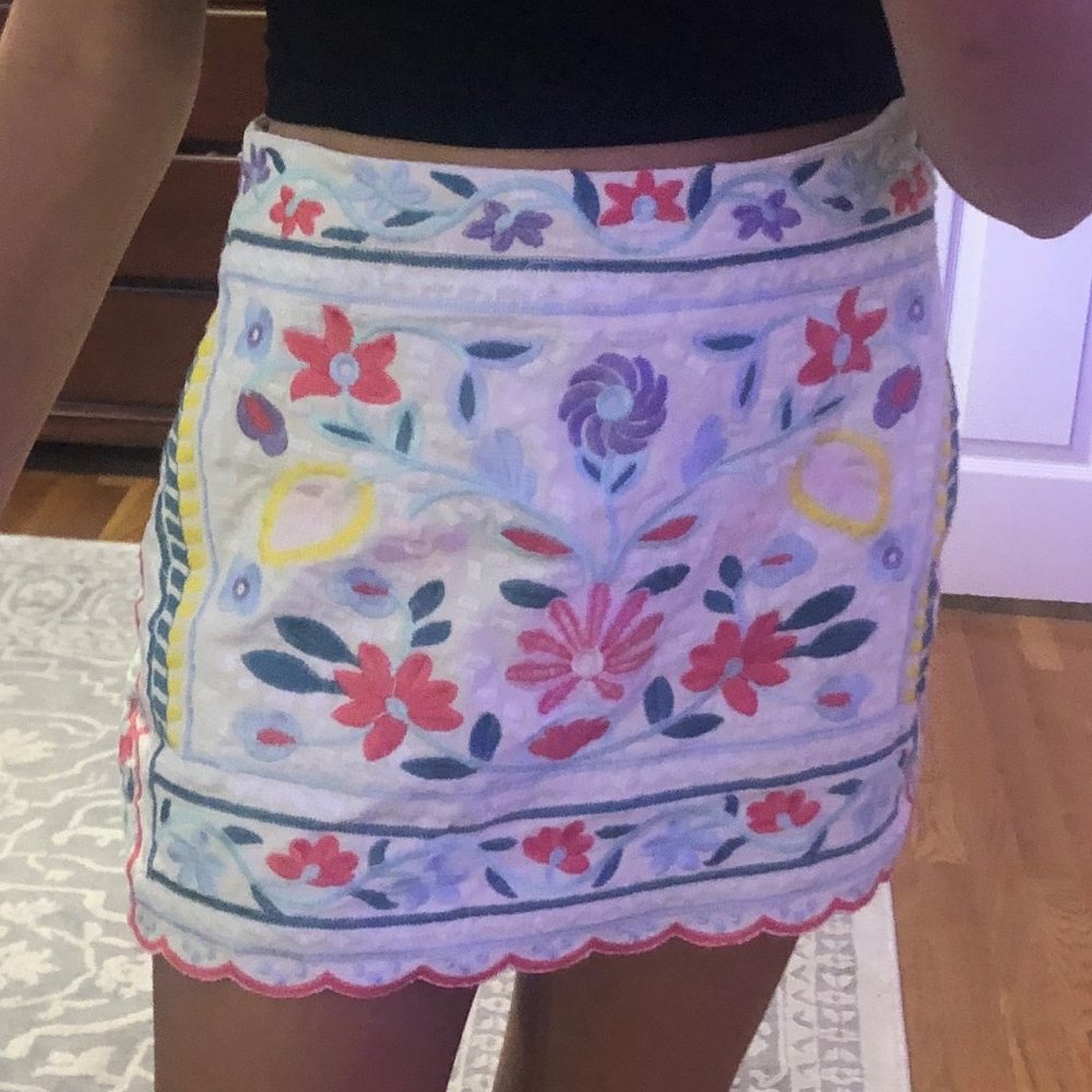 J. Marie Embroidered Mini Skirt
